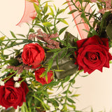 Valentine's Day Wreath Decoration Artificial Rose Ribbon Wreath Heart Shaped Simulated Spring Wedding Wreath