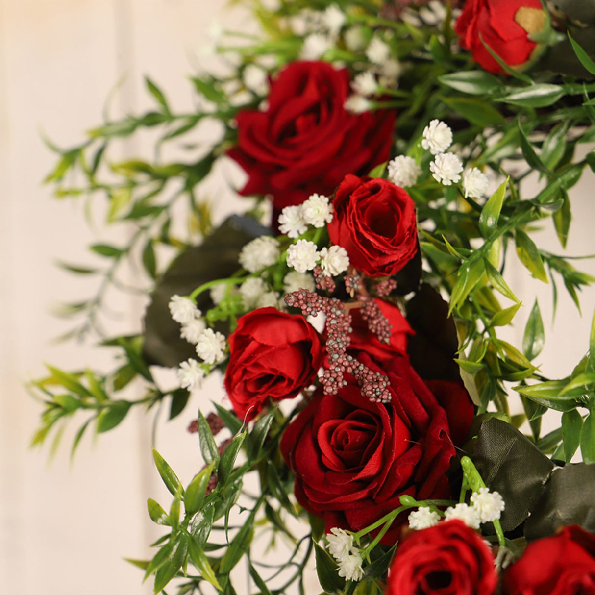 Valentine's Day Wreath Decoration Artificial Rose Ribbon Wreath Heart Shaped Simulated Spring Wedding Wreath