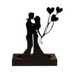Black iron romantic couple candle holder statue