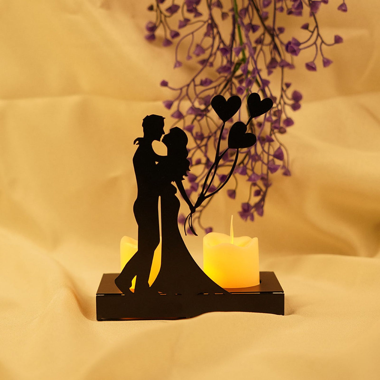 Iron Candle Holder Romantic Couple Candle Statue Gifts for Couple for Wedding Anniversary