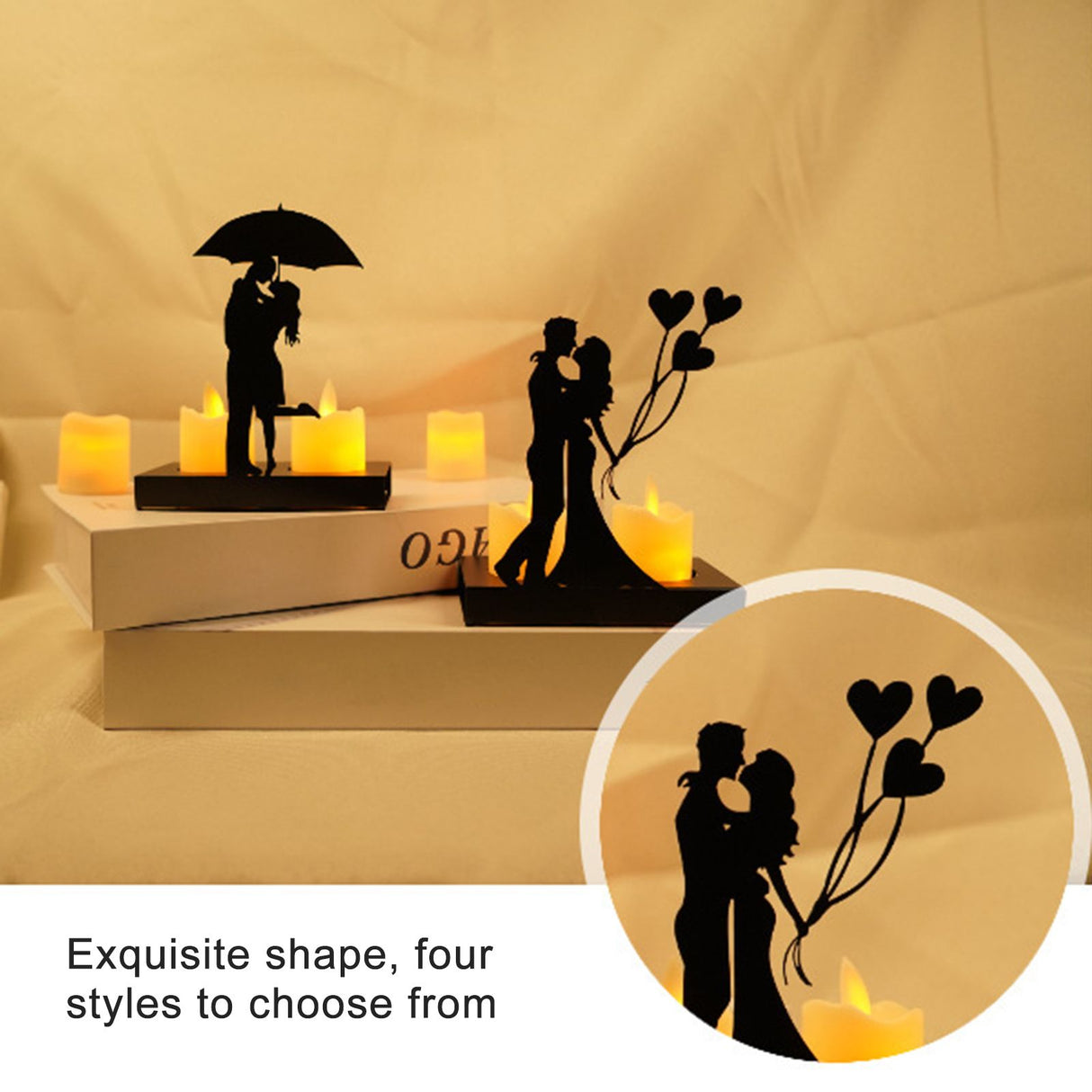 Iron Candle Holder Romantic Couple Candle Statue Gifts for Couple for Wedding Anniversary