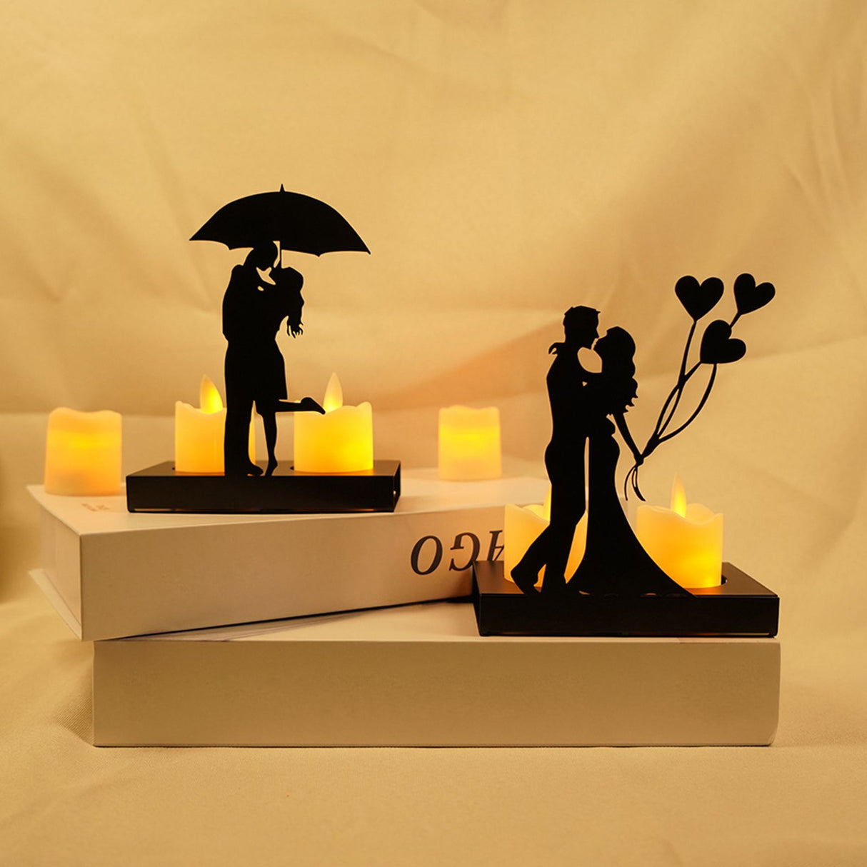 Iron Candle Holder Romantic Couple Candle Statue Gifts for Couple for Wedding Anniversary