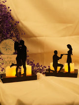 Iron Candle Holder Romantic Couple Candle Statue Gifts for Couple for Wedding Anniversary