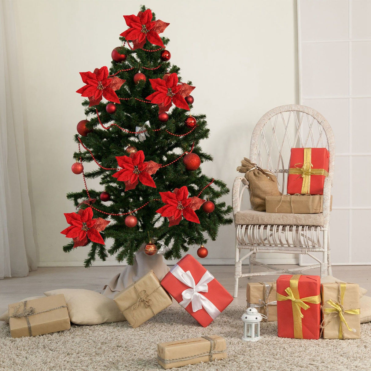 Christmas Flowers Christmas Tree Decorations Fabric Simulation Flowers