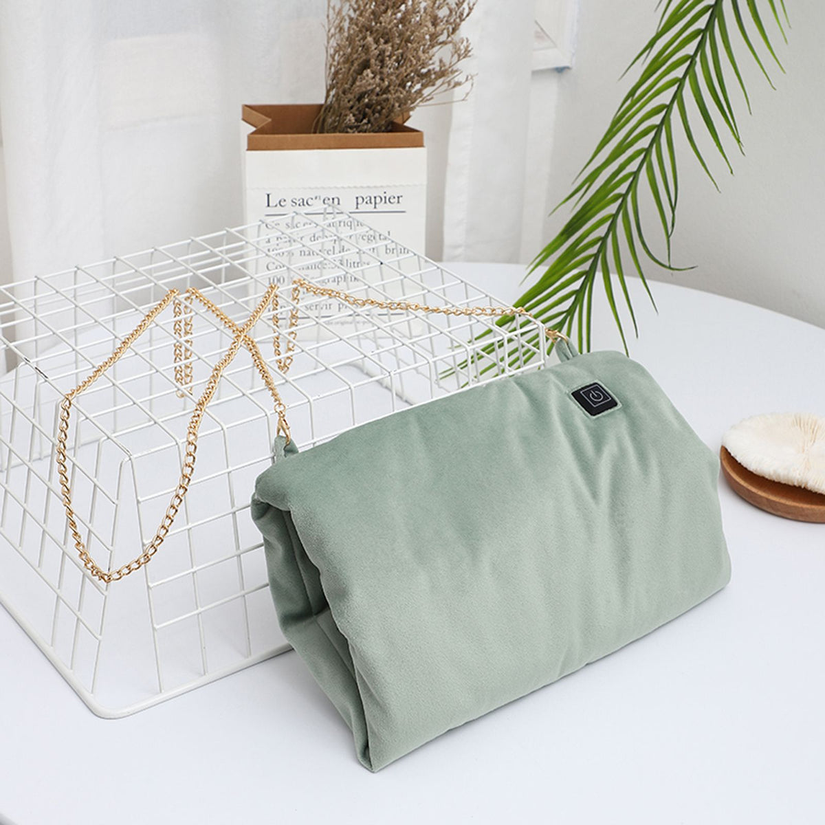 Electric Heating Pouch Green Velvet Heated Hand Warmer Pouch for Hunting Camping Xmas Gifts