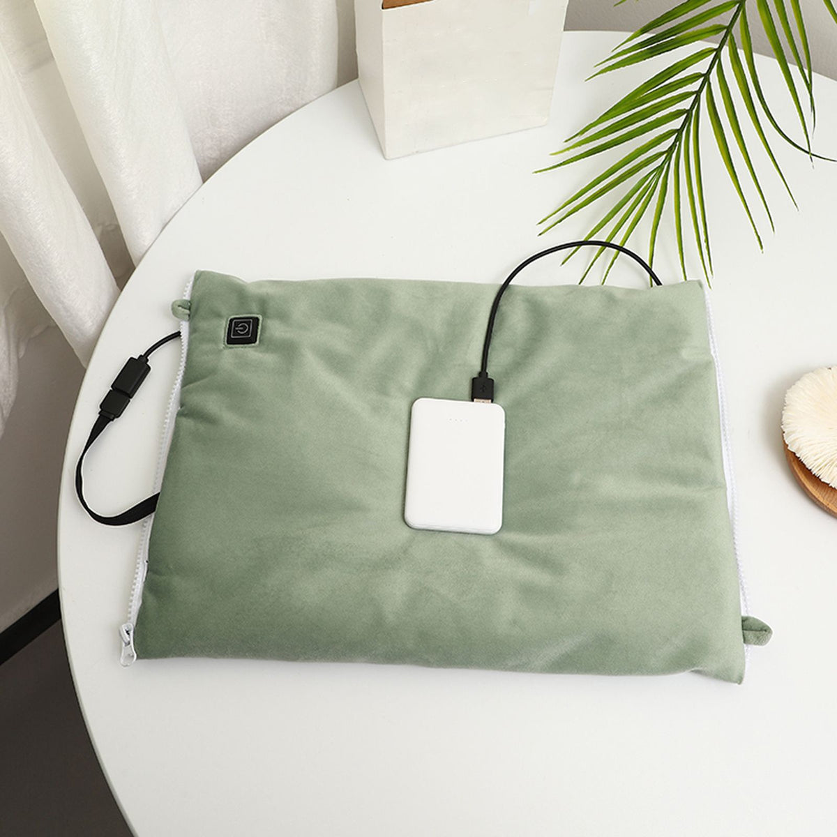 Electric Heating Pouch Green Velvet Heated Hand Warmer Pouch for Hunting Camping Xmas Gifts