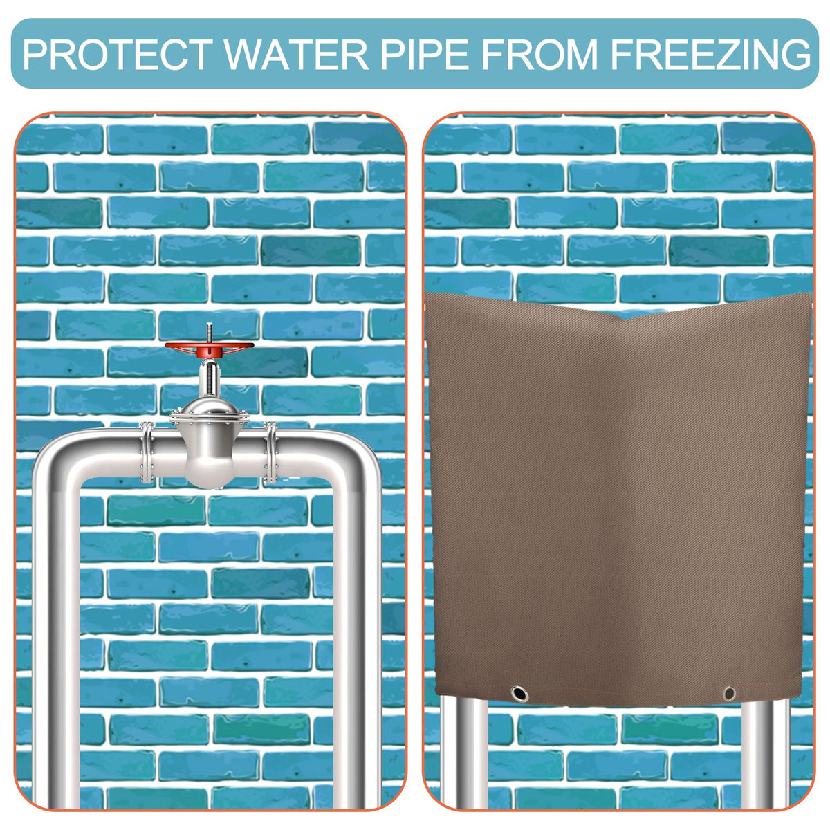 Backflow Preventer Insulation Cover Coffee Color 24x 24in Backflow Preventer Cover for Winter Pipe Freeze Protection