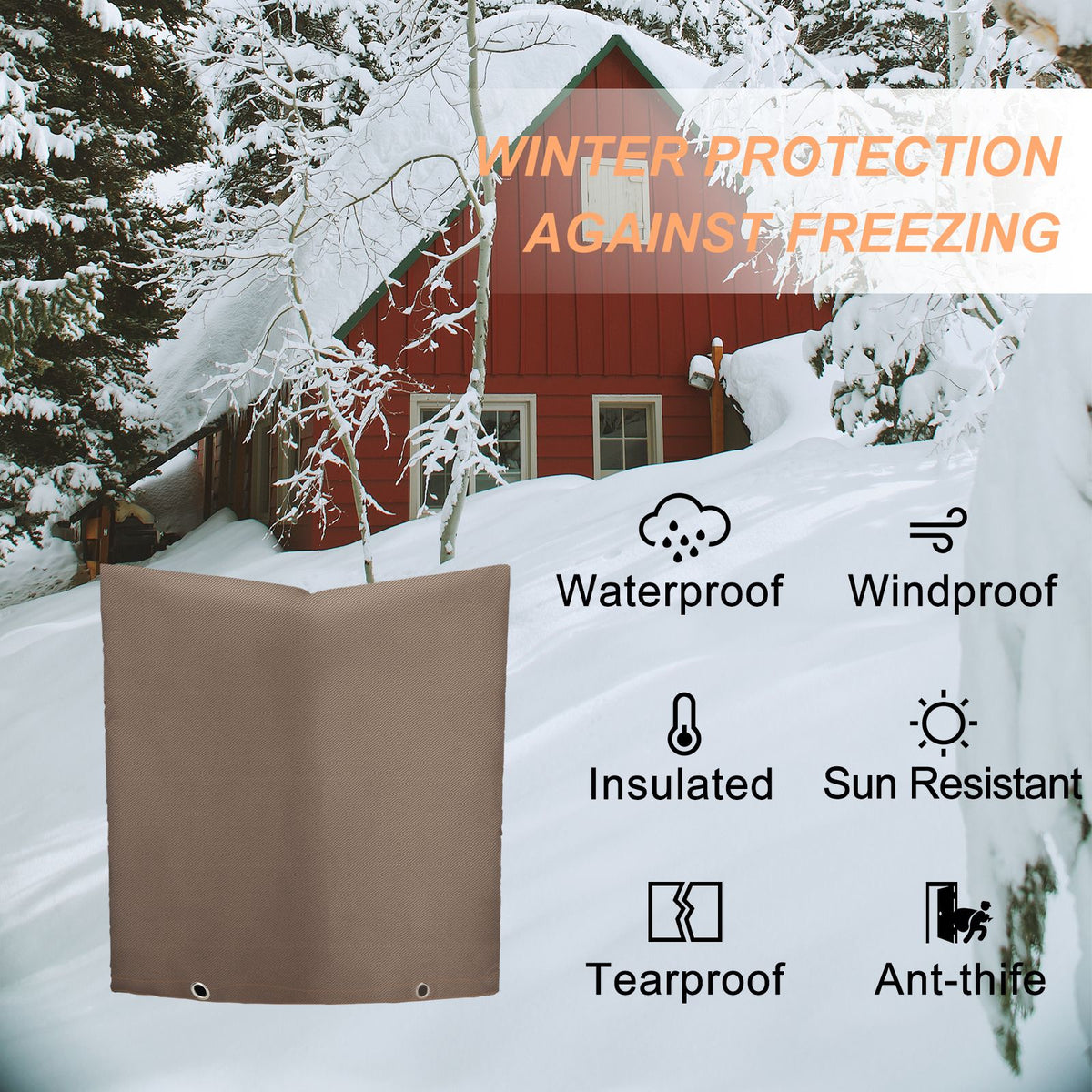 Backflow Preventer Insulation Cover Coffee Color 24x 24in Backflow Preventer Cover for Winter Pipe Freeze Protection