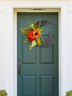 Halloween Moon Cat Wreath Door Hanging Decoration Artificial Flower Halloween Wreath