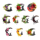 Halloween Moon Cat Garland Halloween Wreath Hanging Decoration for Halloween Party Home Farmhouse Porch Front Door Decor - Close-Up Angle