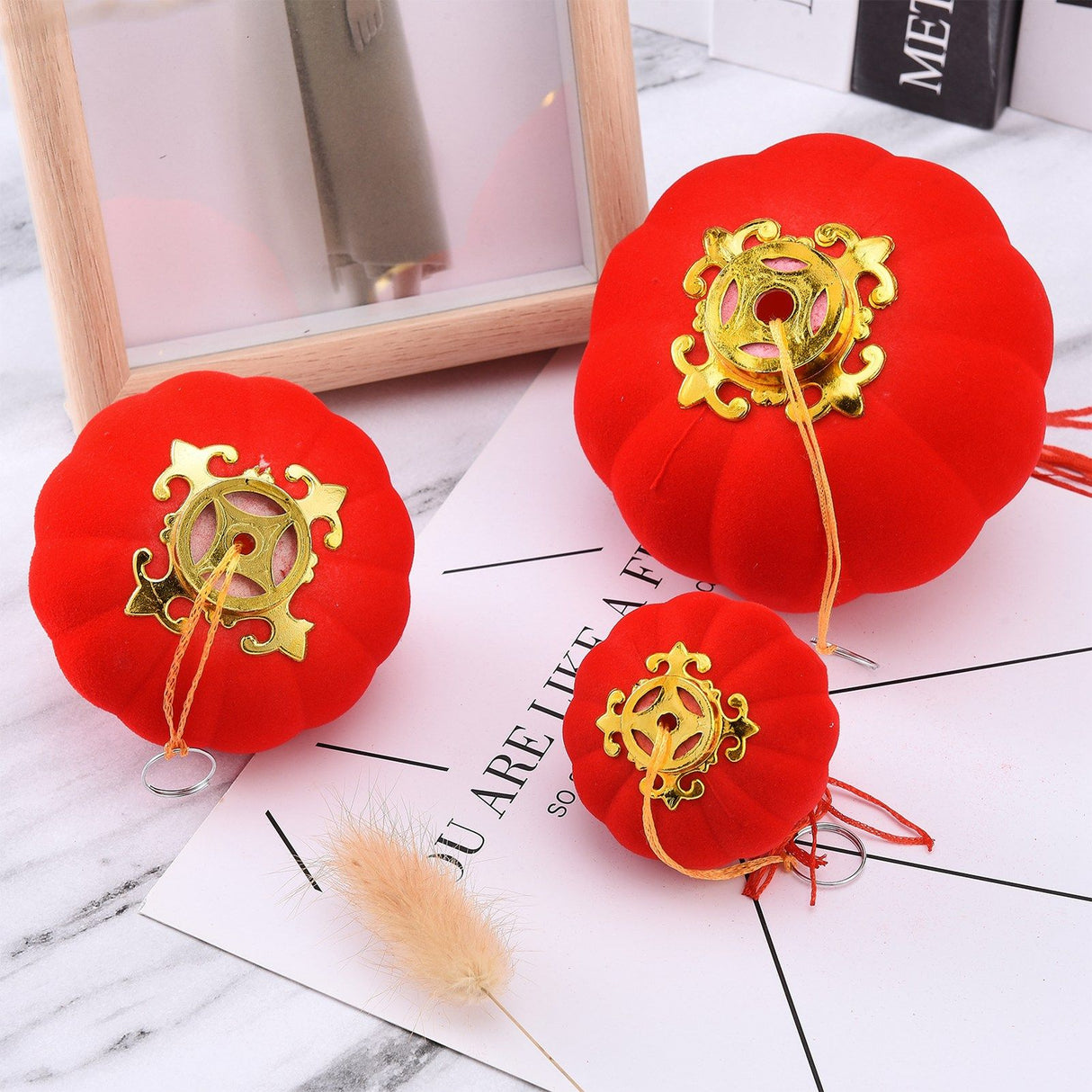 Lanterns Round Small Handcrafted Lantern Decoration for Tent RV Courtyard Terrace Red