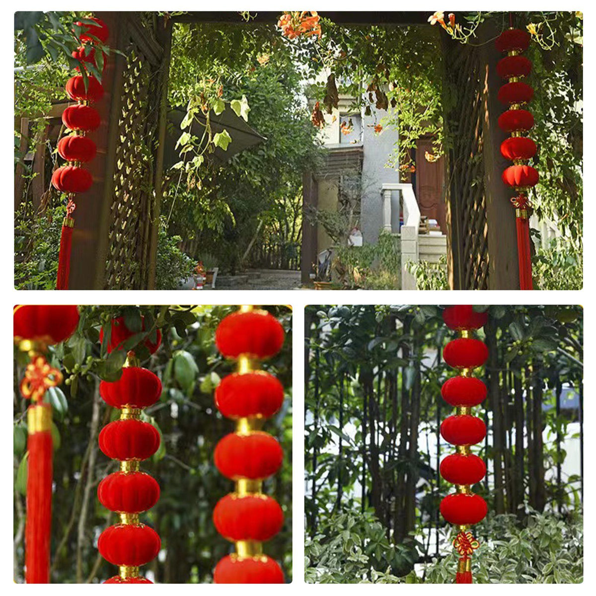 Lanterns Round Small Handcrafted Lantern Decoration for Tent RV Courtyard Terrace Red