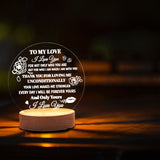 Decorative Night Light Acrylic Plate Wooden Base Warm Light Lamp for Bedroom Study Room