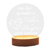 Decorative Night Light Acrylic Plate Wooden Base Warm Light Lamp for Bedroom Study Room - Rear View