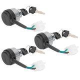 3Set Electric Door Lock 4-Wire Ignition Switch with Keys for 168F/170F/GX160/GX200/GX210 - 45-Degree Angle