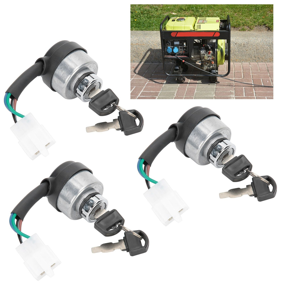 3Set Electric Door Lock 4-Wire Ignition Switch with Keys for 168F/170F/GX160/GX200/GX210