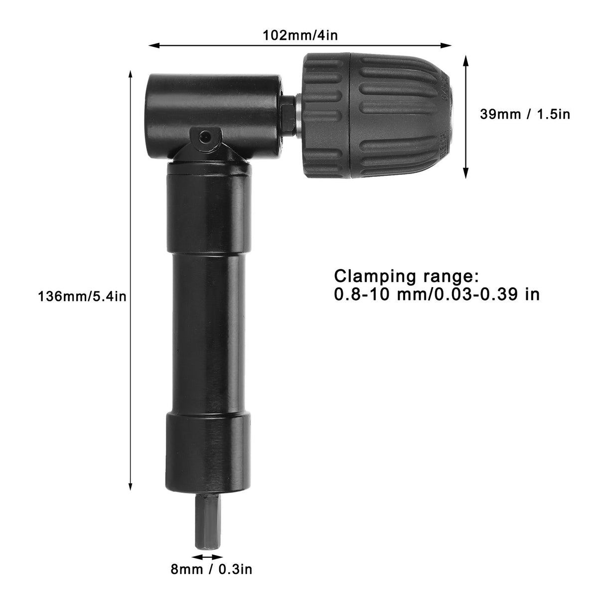 Right Angle Drill Attachment Adapter 90 Degrees Drilling Extension Chuck Tools Black