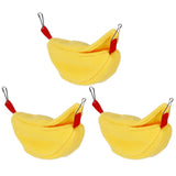 3 Sets Hamster Hammock Nests Banana Shape Hanging Winter Warm House Small Animal SuppliesYellow