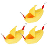 3 Sets Hamster Hammock Nests Banana Shape Hanging Winter Warm House Small Animal SuppliesYellow