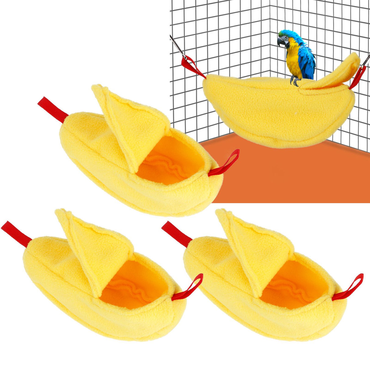 3 Sets Hamster Hammock Nests Banana Shape Hanging Winter Warm House Small Animal SuppliesYellow