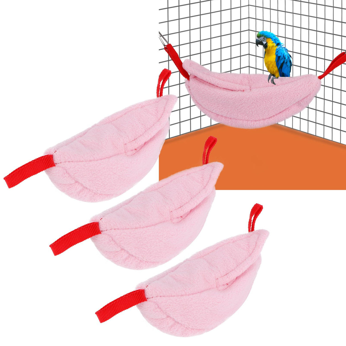 3 Sets Hamster Hammock Nests Banana Shape Hanging Winter Warm House Small Animal SuppliesRose Red