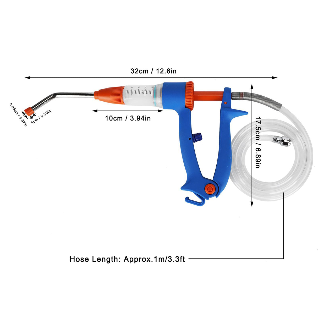 20ml Adjustable Continuous Vaccine Injector Automatic Feeding Injection Tool Veterinary Use
