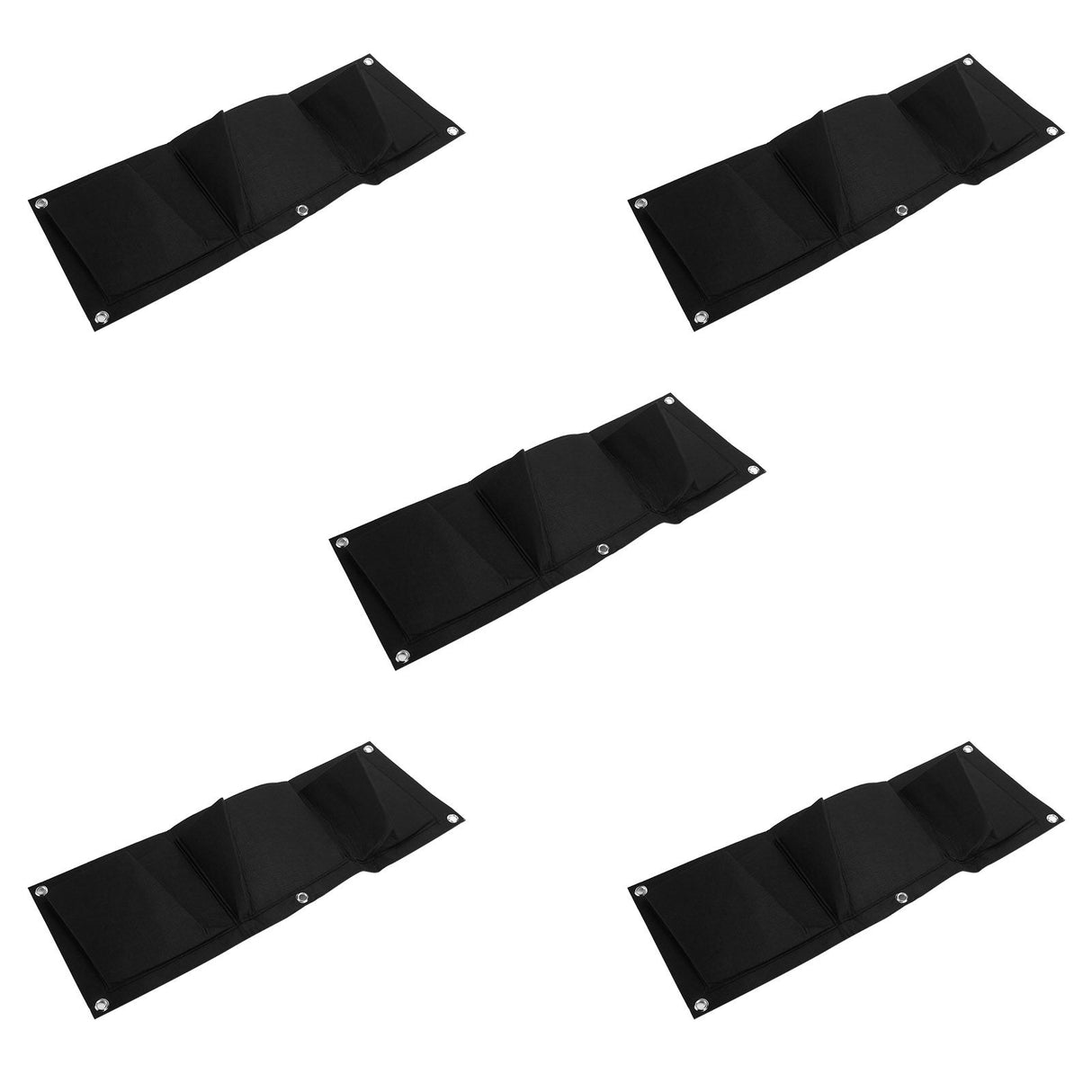 5Pcs Plant Growing Bags Wall Mounted Degradable 3‑Pockets Planter Garden AccessoryBlack