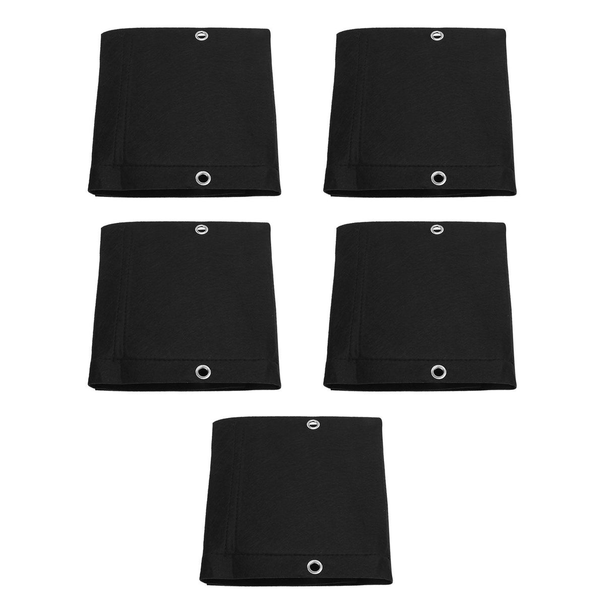 5Pcs Plant Growing Bags Wall Mounted Degradable 3‑Pockets Planter Garden AccessoryBlack