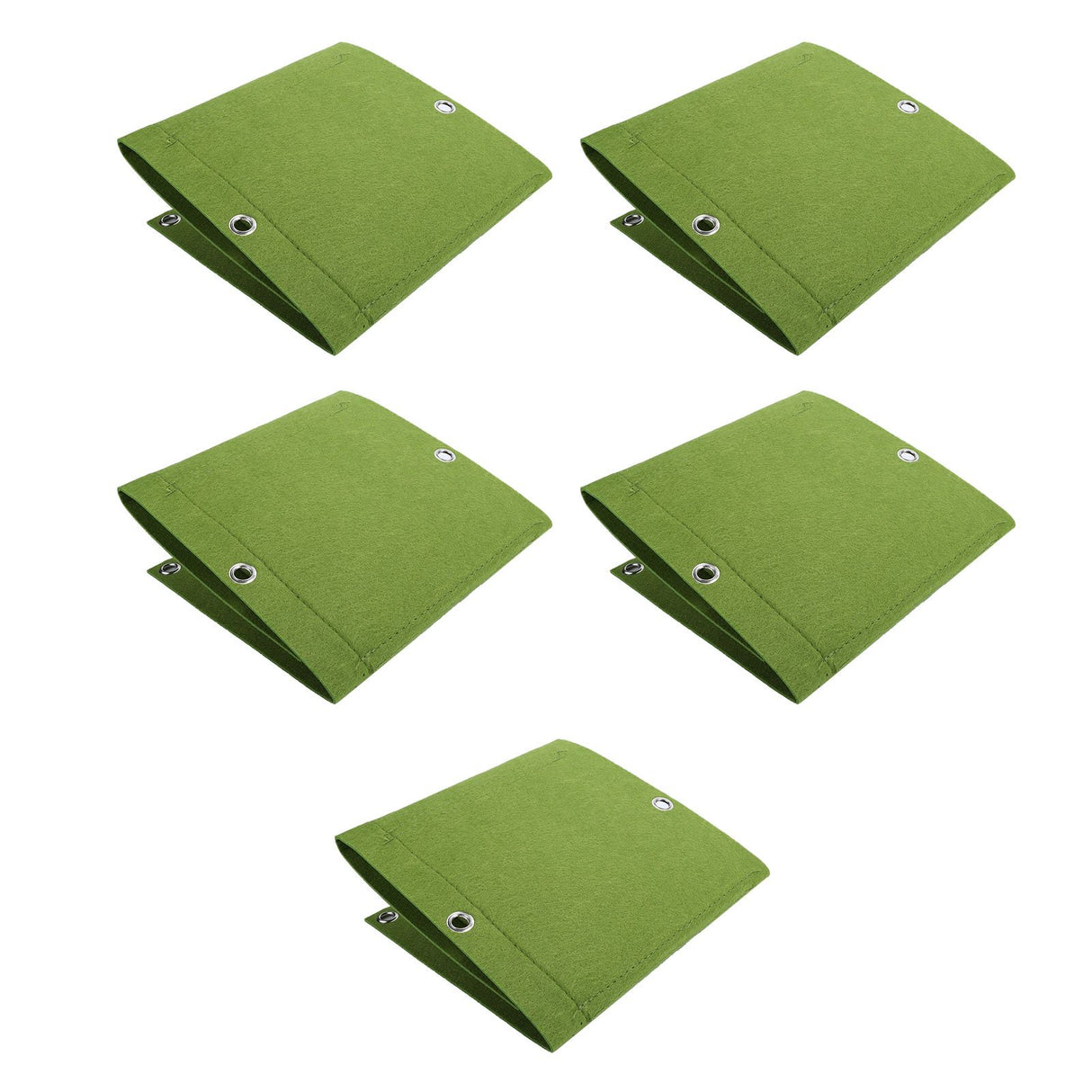 5Pcs Plant Growing Bags Wall Mounted Degradable 3‑Pockets Planter Garden AccessoryGreen