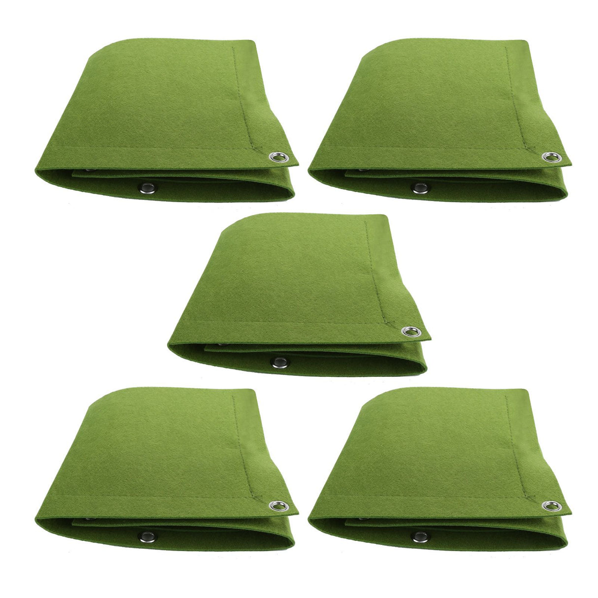 5Pcs Plant Growing Bags Wall Mounted Degradable 3‑Pockets Planter Garden AccessoryGreen