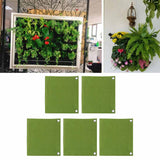 5Pcs Plant Growing Bags Wall Mounted Degradable 3‑Pockets Planter Garden AccessoryGreen
