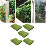 5Pcs Plant Growing Bags Wall Mounted Degradable 3‑Pockets Planter Garden AccessoryGreen