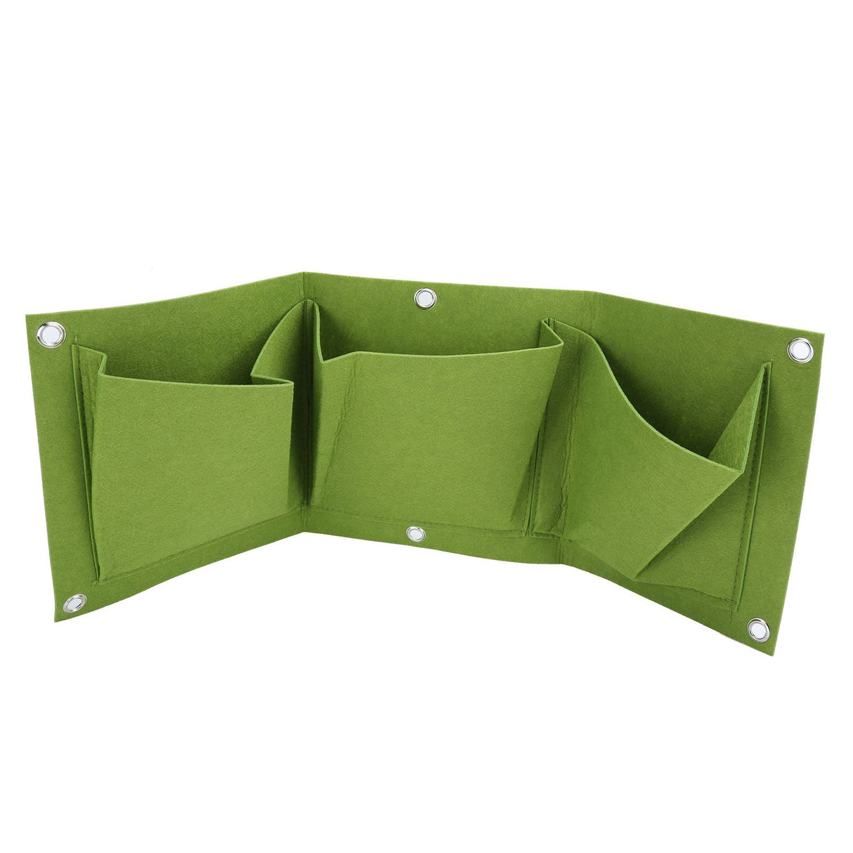 5Pcs Plant Growing Bags Wall Mounted Degradable 3‑Pockets Planter Garden AccessoryGreen