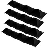 4Pcs 4 Pocket Plant Grow Bag Wall Mounted Reusable Degradable Felt Garden PlanterBlack - Top-Down View