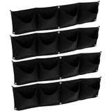 4Pcs 4 Pocket Plant Grow Bag Wall Mounted Reusable Degradable Felt Garden PlanterBlack