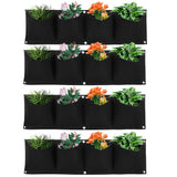 4Pcs 4 Pocket Plant Grow Bag Wall Mounted Reusable Degradable Felt Garden PlanterBlack - Extra Image
