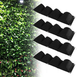 4Pcs 4 Pocket Plant Grow Bag Wall Mounted Reusable Degradable Felt Garden PlanterBlack