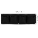 4Pcs 4 Pocket Plant Grow Bag Wall Mounted Reusable Degradable Felt Garden PlanterBlack