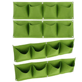 4Pcs 4 Pocket Plant Grow Bag Wall Mounted Reusable Degradable Felt Garden PlanterGreen