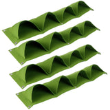 4Pcs 4 Pocket Plant Grow Bag Wall Mounted Reusable Degradable Felt Garden PlanterGreen - Side View