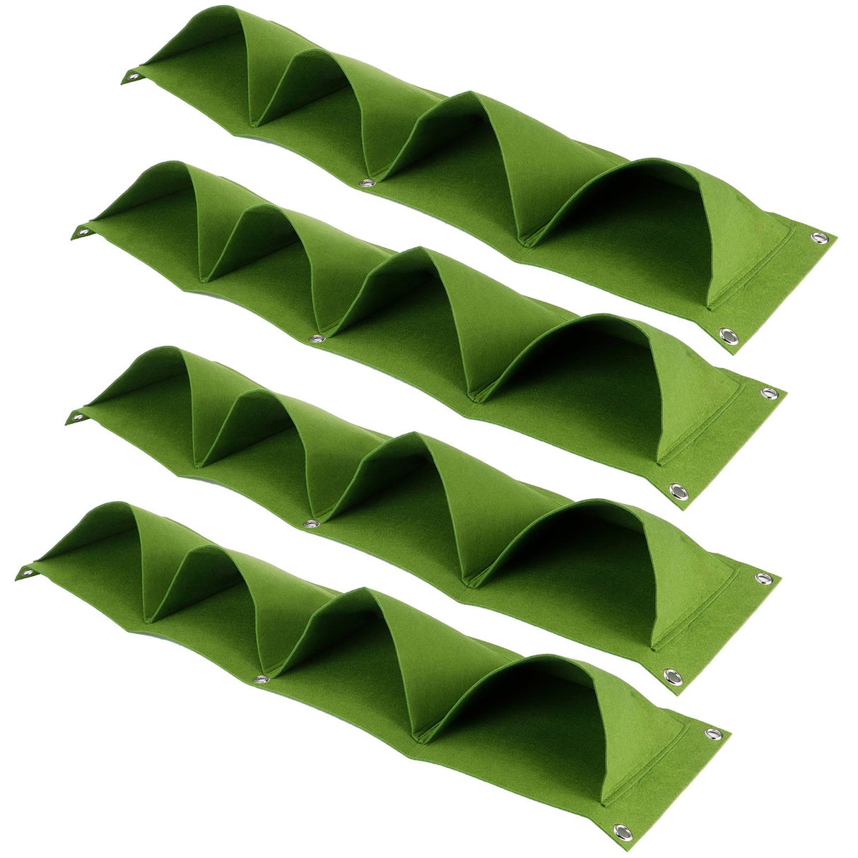 4Pcs 4 Pocket Plant Grow Bag Wall Mounted Reusable Degradable Felt Garden PlanterGreen