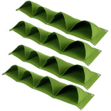 4Pcs 4 Pocket Plant Grow Bag Wall Mounted Reusable Degradable Felt Garden PlanterGreen - Top-Down View