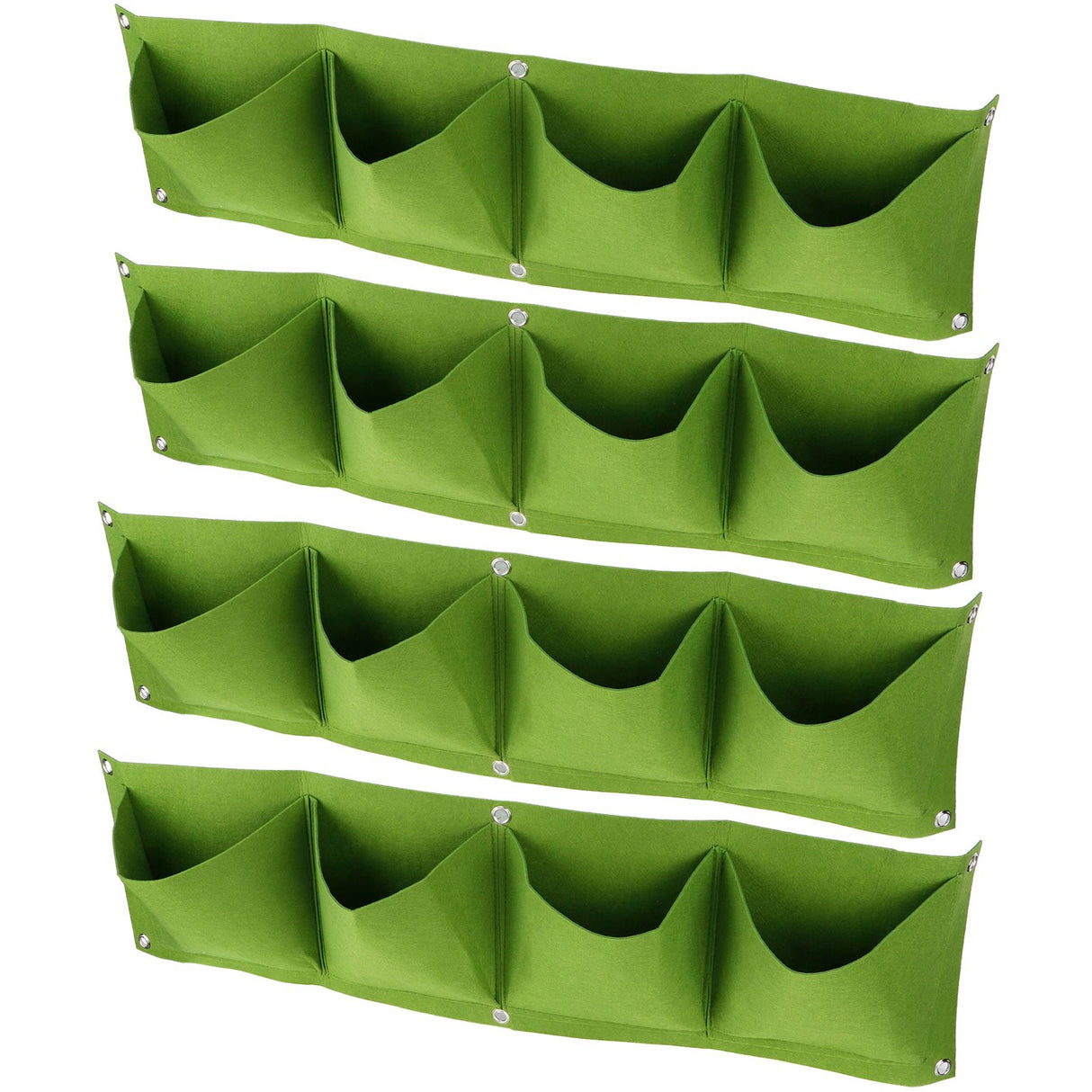 4Pcs 4 Pocket Plant Grow Bag Wall Mounted Reusable Degradable Felt Garden PlanterGreen