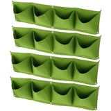 4Pcs 4 Pocket Plant Grow Bag Wall Mounted Reusable Degradable Felt Garden PlanterGreen - 45-Degree Angle