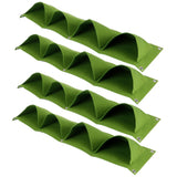 4Pcs 4 Pocket Plant Grow Bag Wall Mounted Reusable Degradable Felt Garden PlanterGreen - Rear View