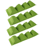 4Pcs 4 Pocket Plant Grow Bag Wall Mounted Reusable Degradable Felt Garden PlanterGreen - Close-Up Angle