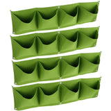 4Pcs 4 Pocket Plant Grow Bag Wall Mounted Reusable Degradable Felt Garden PlanterGreen