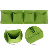 4Pcs 4 Pocket Plant Grow Bag Wall Mounted Reusable Degradable Felt Garden PlanterGreen