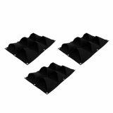 3Pcs 6 Pocket Plant Growing Bag Degradable Wall Hanging Felt Planter Bags Garden ToolBlack - Top-Down View