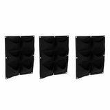 3Pcs 6 Pocket Plant Growing Bag Degradable Wall Hanging Felt Planter Bags Garden ToolBlack - Close-Up Angle